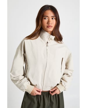 Button Funnel Neck Lightweight Bomber Jacket