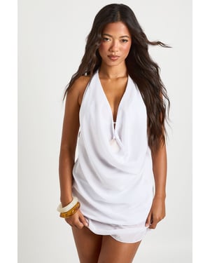 Shell Trim Plunge Beach Top And Mini Skirt Co-Ord