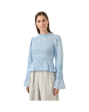 Y.A.S Yasrava ls smock top s. skyway/star white