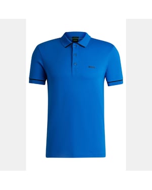 Men's Boss Paule Interlock Cotton Slim Fit Polo Shirt in Blue
