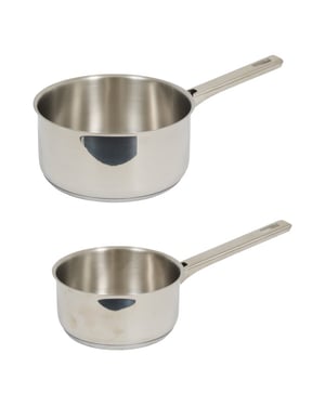 4cookz 2 stuks pfas vrij dubbelwandige rvs sauspannen 16 en 20 cm doorsnede -