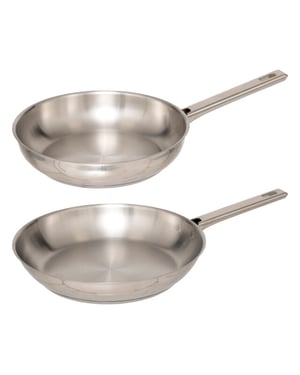 4cookz 2 stuks pfas vrij dubbelwandige rvs koekenpannen 24 en 28 cm doorsnede -