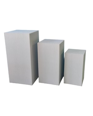House Vitamin Set of 3 square white mdf side tables / display pedestals – 50, 65 & 80 cm