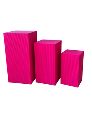 House Vitamin Set of 3 square pink mdf side tables / display pedestals – 50, 65 & 80 cm
