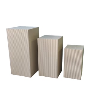 House Vitamin Set of 3 square sand mdf side tables / display pedestals – 50, 65 & 80 cm