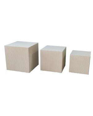 House Vitamin Set of 3 square sand mdf side tables / display pedestals – 29, 34 & 40 cm