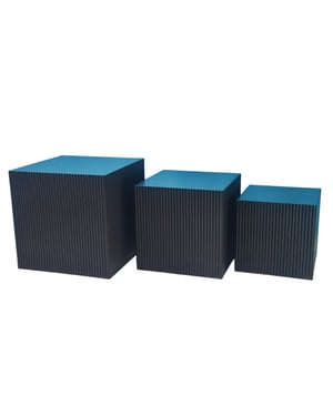 House Vitamin Set of 3 square black mdf side tables / display pedestals – 29, 34 & 40 cm