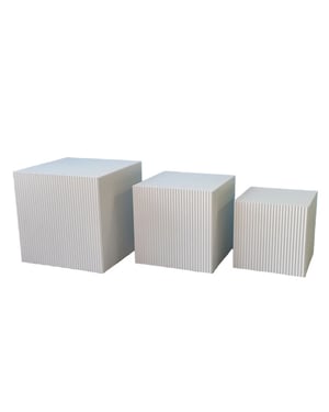 House Vitamin Set of 3 square white mdf side tables / display pedestals – 29, 34 & 40 cm