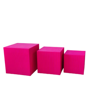 House Vitamin Set of 3 square pink mdf side tables / display pedestals – 29, 34 & 40 cm