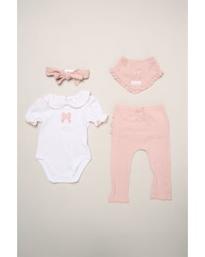 4-Piece Bow Print Baby Outfit Set