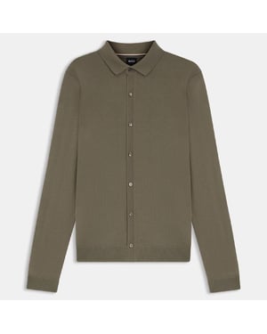Herrar Boss Helbert Regular Fit Skjorta i Virgin Wool i Brunt