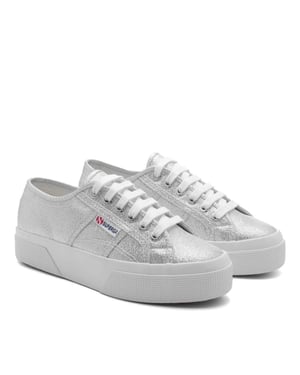 Superga Womens/Ladies 2740 Lame Platform Trainers (Grey Silver)