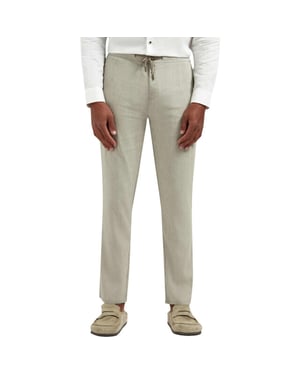 No Excess Pants with linen yarn dyed taupe