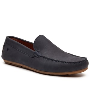 Base London Moss Driver Leren Heren Navy Loafers
