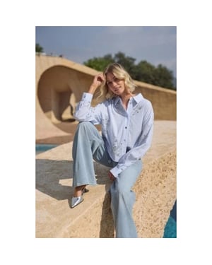 Nukus Nks02138 314 adora blouse stripe cloudy/offwhite