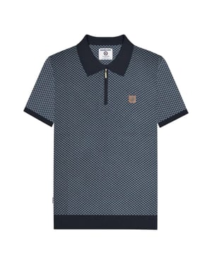 Lambretta Mens Knitted Quarter Zip Polo Shirt (Navy)