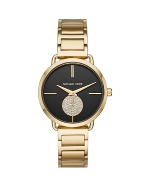 Michael Kors Portia MK3788 Dam 36,5 mm Guld Rostfritt Stål Armbandsur Svart Urskiva