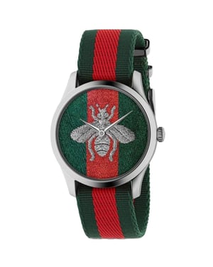 Gucci YA1264148 G-Timeless Bee Fabric Strap Men's Watch
