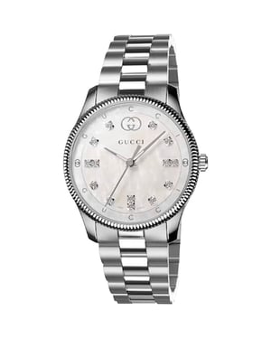 Gucci YA1265064 G-Timeless Ladies Watch 29 mm Mother of Pearl Dial Diamond Accents