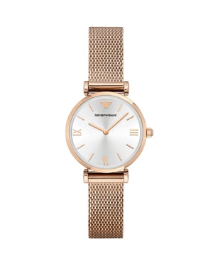 Emporio Armani AR1956 Gianni T-Bar Ladies Rose Gold Mesh Watch