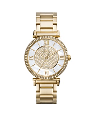 Michael Kors MK3332 Catlin Kristallen Wijzerplaat Dameshorloge, Geel Goud, 38 mm