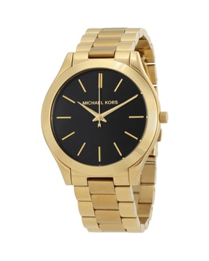 Michael Kors MK3478 Slim Runway Dameshorloge 42mm Zwart Wijzerplaat Goudkleurig