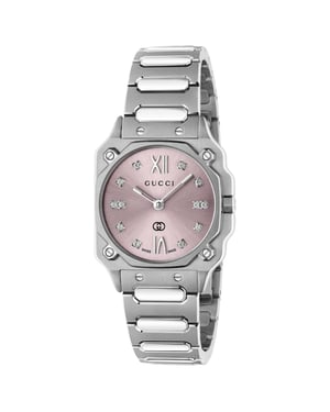 Gucci G-Flat YA166501 Dames Roze Wijzerplaat RVS Horloge 30mm
