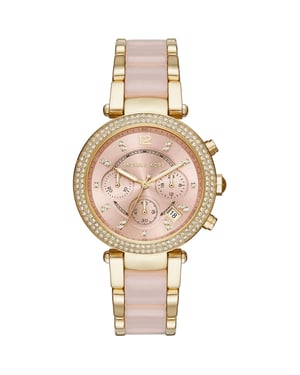 Michael Kors Parker MK6326 Pink Dial Ladies Watch 39mm Gold-tone Stainless Steel