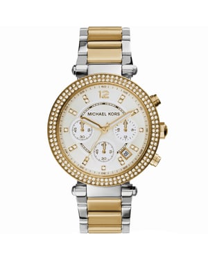 Michael Kors MK5626 Parker Dames Chronograaf Horloge, Bicolor RVS