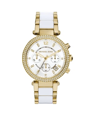 Michael Kors Parker MK6119 Ladies Two-Tone Chronograph Watch 39 mm Gold & White