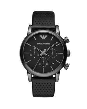 Emporio Armani Luigi AR1737 Heren Chronograaf Horloge 41 mm Zwart Leder