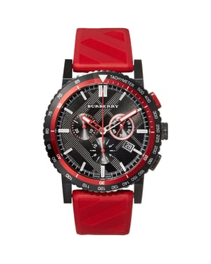 Burberry BU9805 Heren Chronograaf Horloge 42mm Rode Band