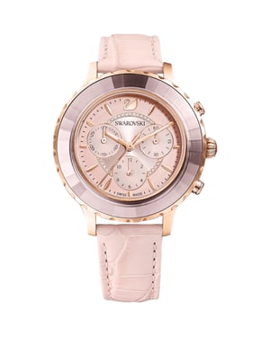 Swarovski Octea 5452501 Roze Gouden Roze Leren Dameshorloge