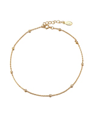 Gold Plated Sterling Silver Large Bead Anklet
