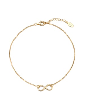 Gold Plated Sterling Silver Eternity Floating Charm Link Anklet