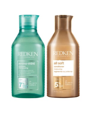 Redken Amino Mint Shampoo 300ml & All Soft Conditioner 300ml Duo
