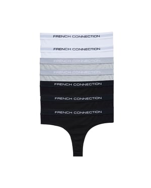 Grey 7 Pack Cotton French Connection Ladies Thongs