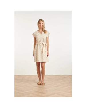 Smashed Lemon Zomerse jurk met taillelint en diagonale print |