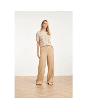 Smashed Lemon Gebreide top met zigzag print en ajourdetails |