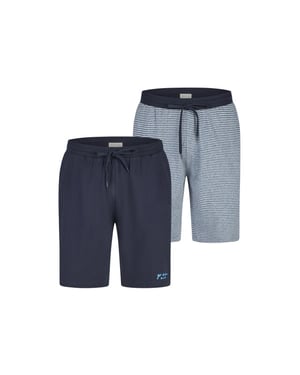 Phil & Co Heren korte pyjamabroeken 2-pack donkerblauw/grijs gestreept
