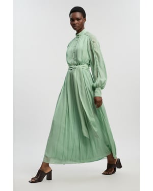 Viscose Georgette Woven Belted Maxi Dress