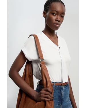 Jersey V Neck Tie Detail T - Shirt