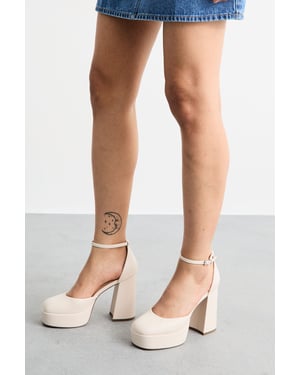 Faith: Cadence Faux Leather Closed Toe Chunky Platform Heeled Shoes