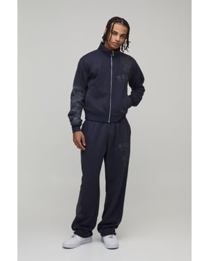Regular Fit Dragon Graphic Zip Through Funnel Neck Tracksuit