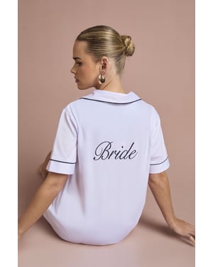 Bridal 'Bride' Jersey Embroidered Short Sleeve Shirt & Short Pyjama Set