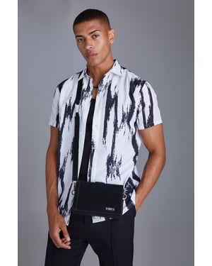 Short Sleeve Slub Large Scale Abstract Regular Fit Shirt