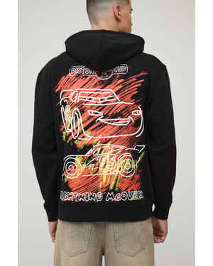 Oversized Disney Cars Sketch License Print Hoodie