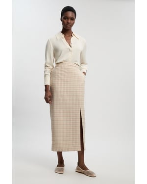 Tailored Check Pencil Midi Skirt