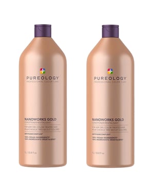 Pureology Nanoworks Gold Conditioner 1000ml Supersize Double Pack Worth £184