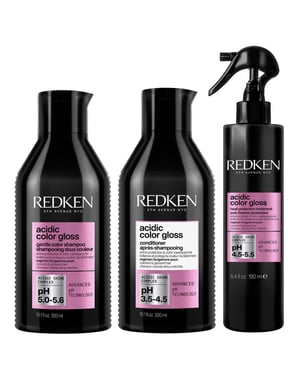 Redken Acidic Color Gloss Sulphate-free Shampoo 300ml, Acidic Color Gloss Conditioner 300ml And Heat Protection Treatment 190ml